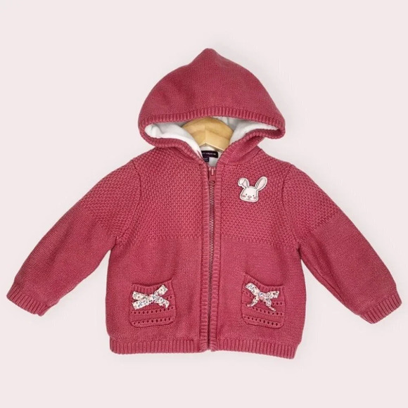 Sergent Major jacket pink knit hooded fleece lined size 6 months - Picture 1 of 9